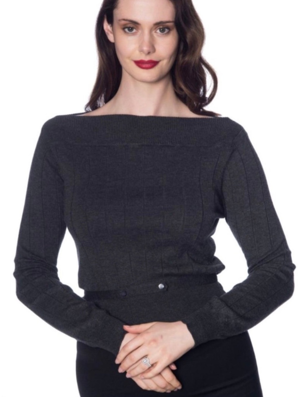 NWT Violetta Knitted Top in Grey by Banned Retro XL